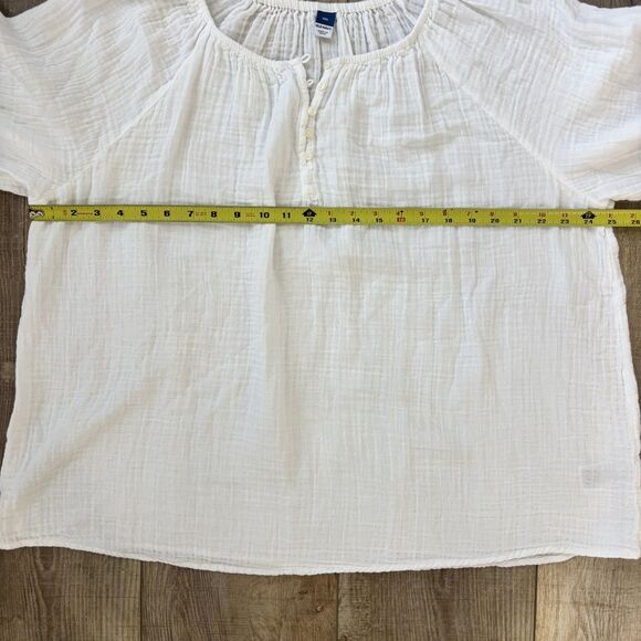 Old Navy Womens Top XXL Peasant Boho White Gauze 100% Cotton Beach Travel Resort - Picture 9 of 11